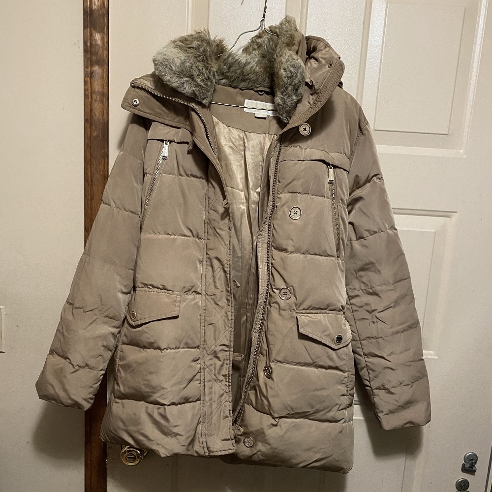 Michael Kors Women's Tan Down Hooded Jacket